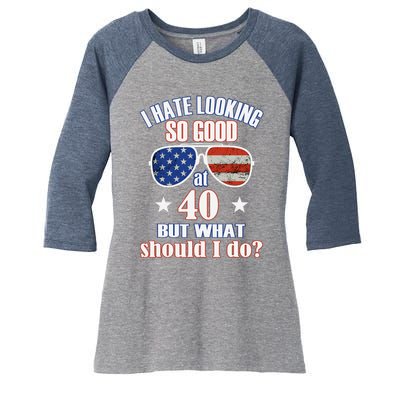 40 Birthday For - 40th Anniversary For Him Her USA Women's Tri-Blend 3/4-Sleeve Raglan Shirt