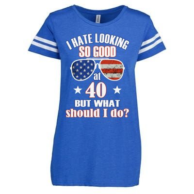 40 Birthday For - 40th Anniversary For Him Her USA Enza Ladies Jersey Football T-Shirt