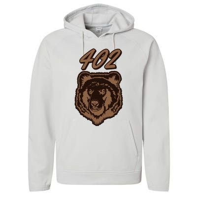 402 Bear Face Fat Brown Grizzly Lover Beartober Week 2024 Performance Fleece Hoodie