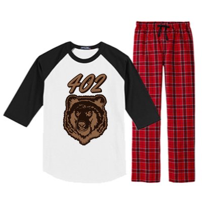 402 Bear Face Fat Brown Grizzly Lover Beartober Week 2024 Raglan Sleeve Pajama Set