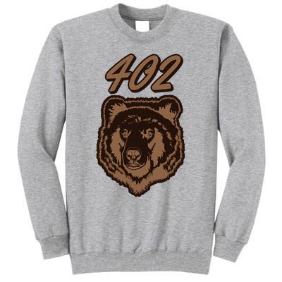 402 Bear Face Fat Brown Grizzly Lover Beartober Week 2024 Tall Sweatshirt