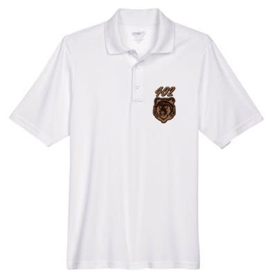 402 Bear Face Fat Brown Grizzly Lover Beartober Week 2024 Men's Origin Performance Pique Polo