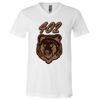 402 Bear Face Fat Brown Grizzly Lover Beartober Week 2024 V-Neck T-Shirt