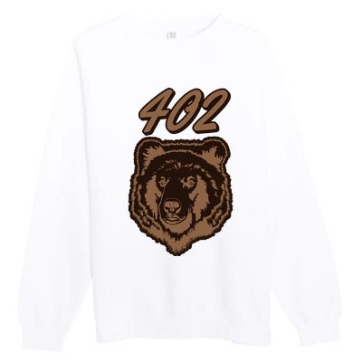 402 Bear Face Fat Brown Grizzly Lover Beartober Week 2024 Premium Crewneck Sweatshirt