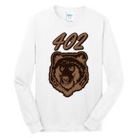 402 Bear Face Fat Brown Grizzly Lover Beartober Week 2024 Tall Long Sleeve T-Shirt