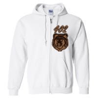 402 Bear Face Fat Brown Grizzly Lover Beartober Week 2024 Full Zip Hoodie