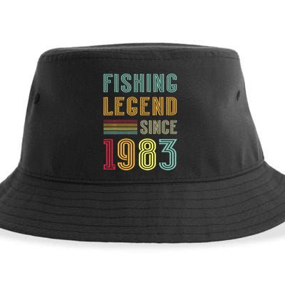 40th Birthday Fisherman Retro Vintage 1983 40 Years Fishing Sustainable Bucket Hat