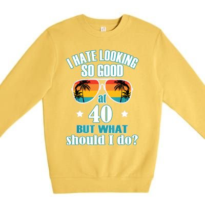 40th Birthday For Men Women 40th Anniversary Premium Crewneck Sweatshirt