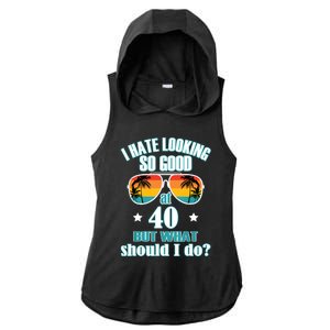 40th Birthday For Men Women 40th Anniversary Ladies PosiCharge Tri-Blend Wicking Draft Hoodie Tank