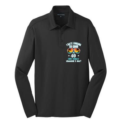 40th Birthday For Men Women 40th Anniversary Silk Touch Performance Long Sleeve Polo