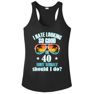 40th Birthday For Men Women 40th Anniversary Ladies PosiCharge Competitor Racerback Tank