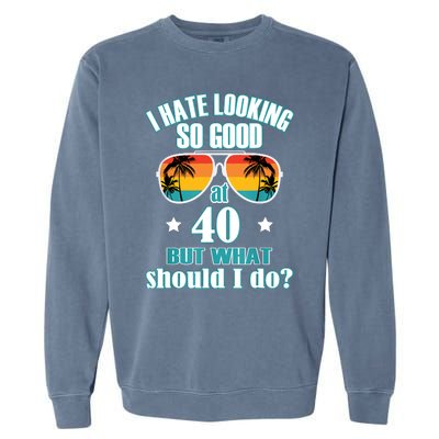 40th Birthday For Men Women 40th Anniversary Garment-Dyed Sweatshirt