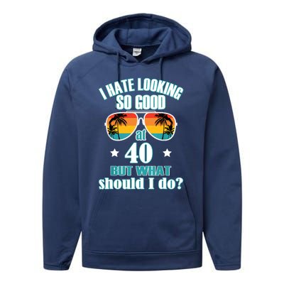 40th Birthday For Men Women 40th Anniversary Performance Fleece Hoodie