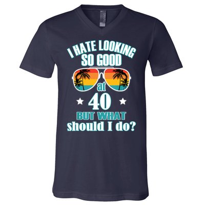 40th Birthday For Men Women 40th Anniversary V-Neck T-Shirt