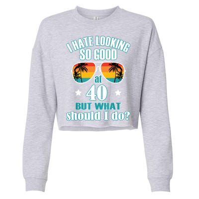 40th Birthday For Men Women 40th Anniversary Cropped Pullover Crew