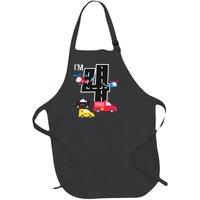 4th Birthday Fire Truck Police Car Ambulance 4 Year Full-Length Apron With Pockets