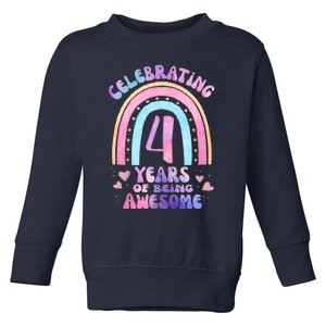 4th Birthday Girl Tie Dye 4 Years Of Being Awesome Bday Toddler Sweatshirt