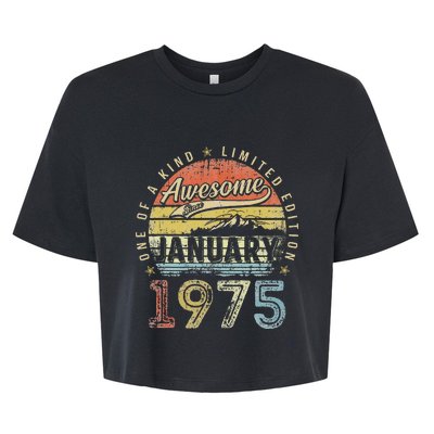 48th Birthday Gift Awesome Since January 1975 48 Year Old Bella+Canvas Jersey Crop Tee