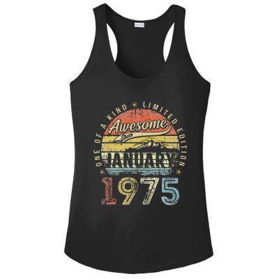 48th Birthday Gift Awesome Since January 1975 48 Year Old Ladies PosiCharge Competitor Racerback Tank