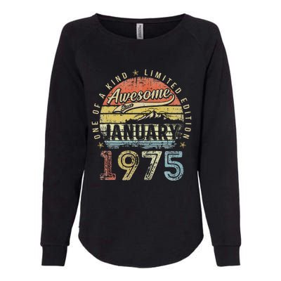 48th Birthday Gift Awesome Since January 1975 48 Year Old Womens California Wash Sweatshirt