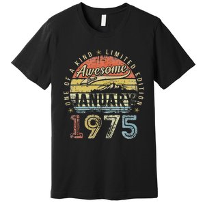 48th Birthday Gift Awesome Since January 1975 48 Year Old Premium T-Shirt