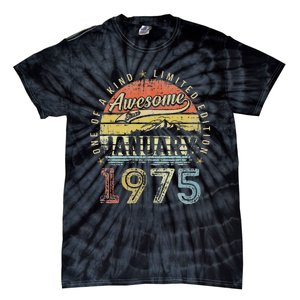 48th Birthday Gift Awesome Since January 1975 48 Year Old Tie-Dye T-Shirt