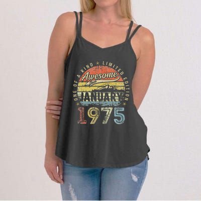 48th Birthday Gift Awesome Since January 1975 48 Year Old Women's Strappy Tank