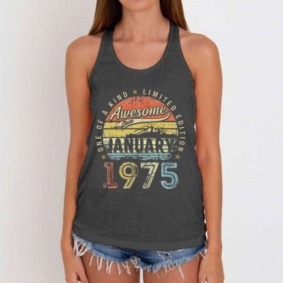 48th Birthday Gift Awesome Since January 1975 48 Year Old Women's Knotted Racerback Tank