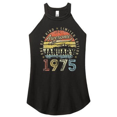 48th Birthday Gift Awesome Since January 1975 48 Year Old Women’s Perfect Tri Rocker Tank