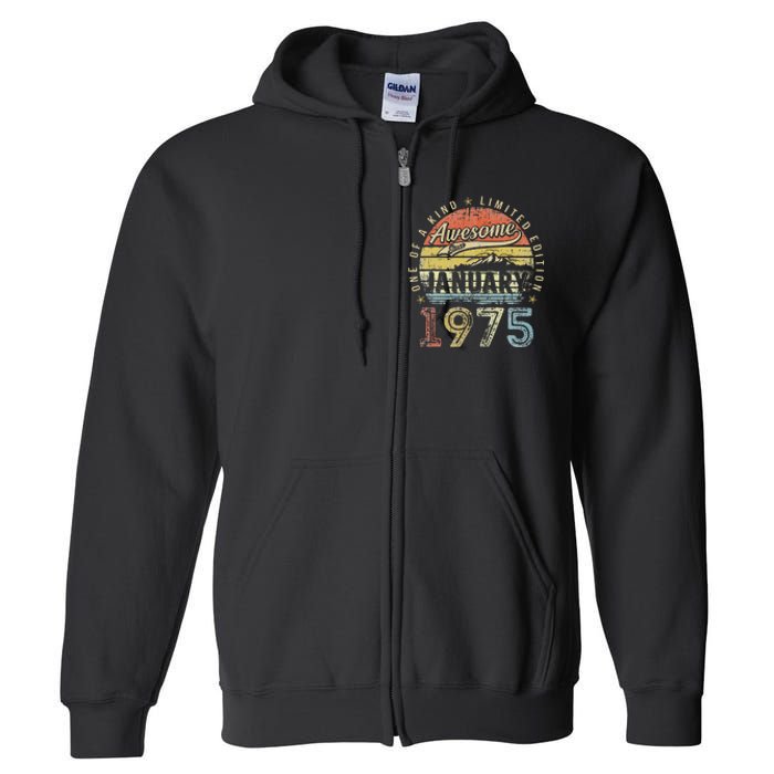 48th Birthday Gift Awesome Since January 1975 48 Year Old Full Zip Hoodie