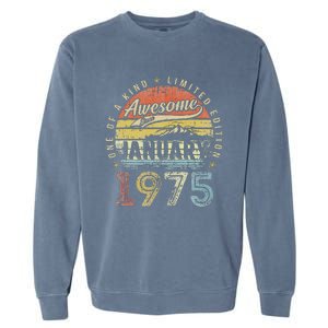 48th Birthday Gift Awesome Since January 1975 48 Year Old Garment-Dyed Sweatshirt