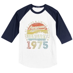 48th Birthday Gift Awesome Since January 1975 48 Year Old Baseball Sleeve Shirt