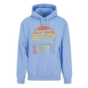 48th Birthday Gift Awesome Since January 1975 48 Year Old Unisex Surf Hoodie