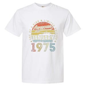 48th Birthday Gift Awesome Since January 1975 48 Year Old Garment-Dyed Heavyweight T-Shirt