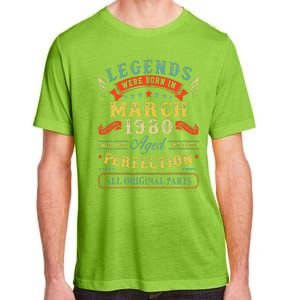 43rd Birthday Gift 43 Years Old Legends Born March 1980 Adult ChromaSoft Performance T-Shirt