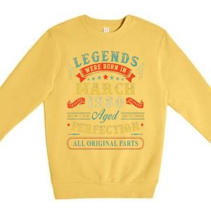 43rd Birthday Gift 43 Years Old Legends Born March 1980 Premium Crewneck Sweatshirt