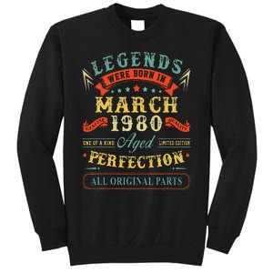 43rd Birthday Gift 43 Years Old Legends Born March 1980 Sweatshirt