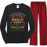 43rd Birthday Gift 43 Years Old Legends Born March 1980 Long Sleeve Pajama Set