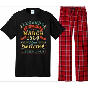 43rd Birthday Gift 43 Years Old Legends Born March 1980 Pajama Set