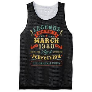 43rd Birthday Gift 43 Years Old Legends Born March 1980 Mesh Reversible Basketball Jersey Tank