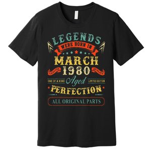 43rd Birthday Gift 43 Years Old Legends Born March 1980 Premium T-Shirt