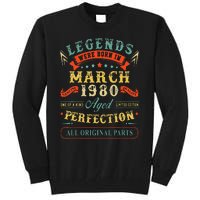 43rd Birthday Gift 43 Years Old Legends Born March 1980 Tall Sweatshirt