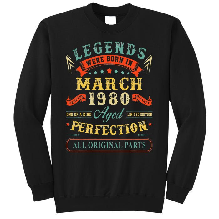 43rd Birthday Gift 43 Years Old Legends Born March 1980 Tall Sweatshirt