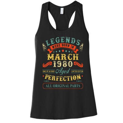 43rd Birthday Gift 43 Years Old Legends Born March 1980 Women's Racerback Tank