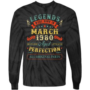 43rd Birthday Gift 43 Years Old Legends Born March 1980 Tie-Dye Long Sleeve Shirt