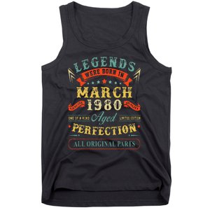 43rd Birthday Gift 43 Years Old Legends Born March 1980 Tank Top