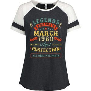 43rd Birthday Gift 43 Years Old Legends Born March 1980 Enza Ladies Jersey Colorblock Tee