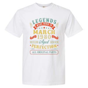 43rd Birthday Gift 43 Years Old Legends Born March 1980 Garment-Dyed Heavyweight T-Shirt