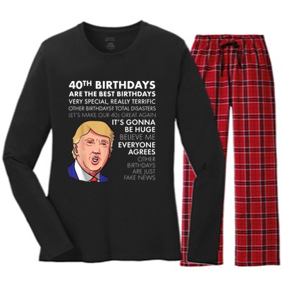 40th Birthday Gift Funny Trump Quote Shirt For m.e.n shirt Women's Long Sleeve Flannel Pajama Set 