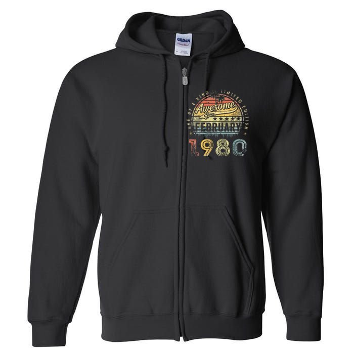 43rd Birthday Gift Awesome Since February 1980 43 Year Old Full Zip Hoodie